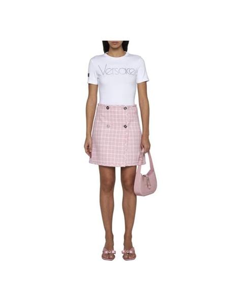 versace pink mini skirt|net a porter Versace skirt.